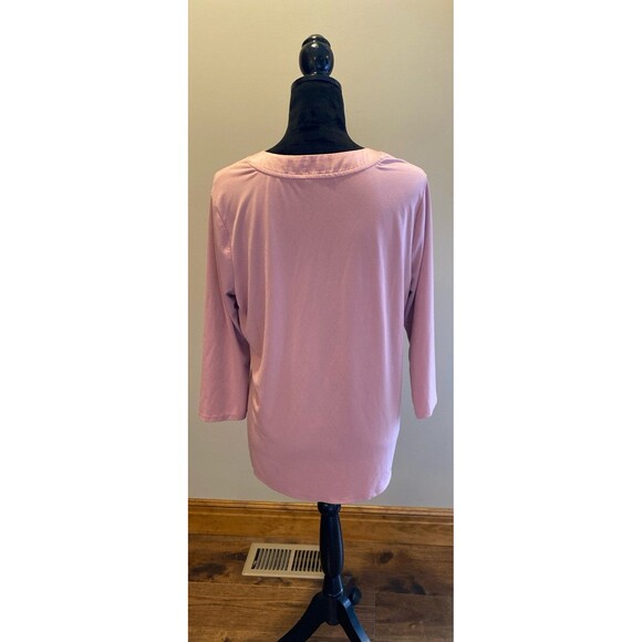 Banana Republic Blouse Size ? large Top Pink Dusty Rose V Neck 3/4 Sleeves - Picture 5 of 9